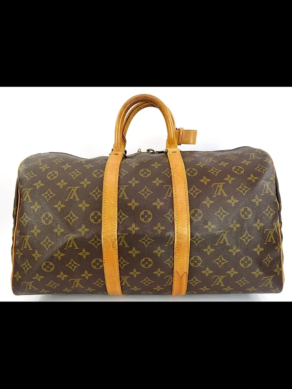 Louis Vuitton Monogram Canvas Duffel with Tan Leather Trim